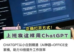CHATGPT从小白到精通,AI神器+OFFICE全家桶,助力10倍提升工作效率-则成副业项目资源站