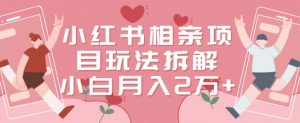 小红书相亲项目玩法拆解,有人通过这个副业项目做到了月收入2万多【揭秘】-则成副业项目资源站