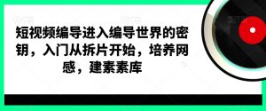 短视频编导进入编导世界的密钥,入门从拆片开始,培养网感,建素素库-则成副业项目资源站