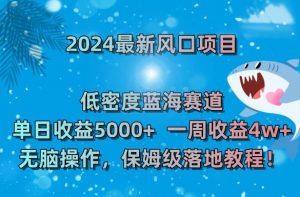 2024最新风口项目,低密度蓝海赛道,单日收益5000+,一周收益4w+!【揭秘】-则成副业项目资源站