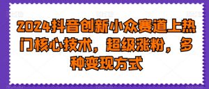 2024抖音创新小众赛道上热门核心技术,超级涨粉,多种变现方式【揭秘】-则成副业项目资源站