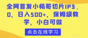 全网首发小杨哥切片IP3.0，日入500+，保姆级教学，小白可做【揭秘】-则成副业项目资源站