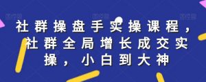 社群实操课程,社群全局增长成交实操,小白到大神-则成副业项目资源站