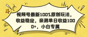 视频号最新100%原创玩法，收益稳定，亲测单日收益1000+，小白专属【揭秘】-则成副业项目资源站
