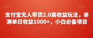 支付宝无人带货2.0高收益玩法，亲测单日收益1000+，小白必备项目【揭秘】-则成副业项目资源站