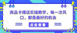 商品卡爆店实操教学,每一次风口,都是最好的机会-则成副业项目资源站