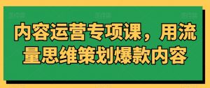 内容运营专项课，用流量思维策划爆款内容-则成副业项目资源站