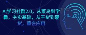 AI学习社群2.0，从菜鸟到学霸，夯实基础，从干货到硬货，重在应用-则成副业项目资源站