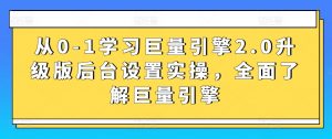 从0-1学习巨量引擎2.0升级版后台设置实操，全面了解巨量引擎-则成副业项目资源站