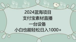 2024年蓝海项目,支付宝素材直播,无需出境,小白也能日入1000+ ,实操教程【揭秘】-则成副业项目资源站
