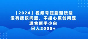 2024视频号短剧玩法，没有授权问题，不担心原创问题，适合新手小白，日入2000+【揭秘】-则成副业项目资源站