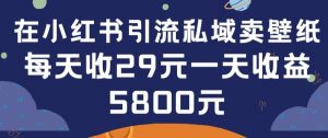 在小红书引流私域卖壁纸每张29元单日最高卖出200张(0-1搭建教程)【揭秘】-则成副业项目资源站