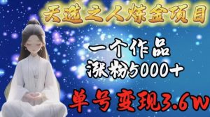 天选之人炼金项目,一个作品涨粉5000+,单号变现3.6w【揭秘】-则成副业项目资源站