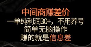 中间商赚差价,一单纯利润30+,简单无脑操作,赚的就是信息差,轻轻松松日入1000+【揭秘】-则成副业项目资源站