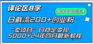 抖音评论区8字日截流200+创业粉 “卖项目”日稳定变现5000+【揭秘】-则成副业项目资源站
