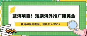 蓝海项目!短剧海外推广赚美金,利用AI混剪视频,轻松日入300+【揭秘】-则成副业项目资源站