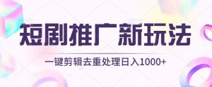 短剧推广新玩法，不剪辑，工具助力一键过原创，日入1000+【揭秘】-则成副业项目资源站