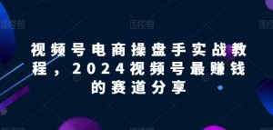 视频号电商实战教程，2024视频号最赚钱的赛道分享-则成副业项目资源站