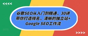谷歌SEO从入门到精通,30讲带你打造排名,清晰的独立站+Google SEO工作流-则成副业项目资源站