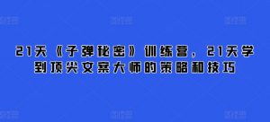 21天《子弹秘密》训练营,21天学到顶尖文案大师的策略和技巧-则成副业项目资源站