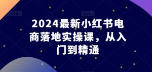 2024最新小红书电商落地实操课，从入门到精通-则成副业项目资源站