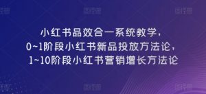 小红书品效合一系统教学,0~1阶段小红书新品投放方法论,1~10阶段小红书营销增长方法论-则成副业项目资源站