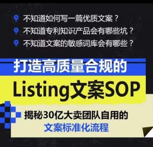 打造高质量合规的Listing文案SOP，掌握亚马逊文案工作的标准化-则成副业项目资源站