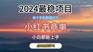 2024最稳蓝海项目,小红书商单项目,没有之一【揭秘】-则成副业项目资源站