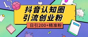 外面收费3980抖音认知圈引流创业粉玩法日引200+精准粉【揭秘】-则成副业项目资源站