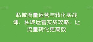私域流量运营与转化实战课,私域运营实战攻略,让流量转化更高效-则成副业项目资源站