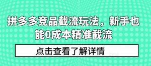 拼多多竞品截流玩法,新手也能0成本精准截流-则成副业项目资源站