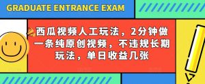 西瓜视频写字玩法，2分钟做一条纯原创视频，不违规长期玩法，单日收益几张-则成副业项目资源站