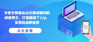 手把手教你从小白变成赚钱的创业博主,打造超级个人ip,实现自由职业梦-则成副业项目资源站