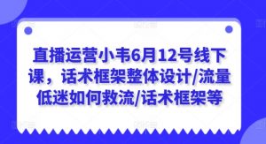 直播运营小韦6月12号线下课,话术框架整体设计/流量低迷如何救流/话术框架等-则成副业项目资源站