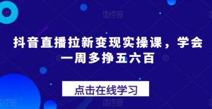 抖音直播拉新变现实操课，学会一周多挣五六百-则成副业项目资源站