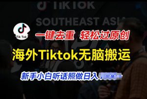 海外Tiktok短视频无脑搬运，一键去重轻松过原创，新手小白听话照做日入几张【揭秘】-则成副业项目资源站
