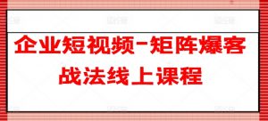 企业短视频-矩阵爆客战法线上课程-则成副业项目资源站