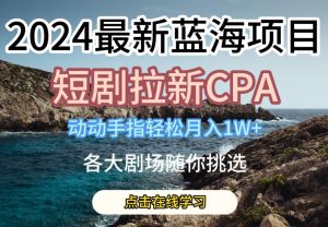 2024最新蓝海项日，短剧拉新CPA，动动手指轻松月入1W，全各大剧场随你挑选【揭秘】-则成副业项目资源站
