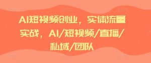 AI短视频创业,实体流量实战,AI/短视频/直播/私域/团队-则成副业项目资源站