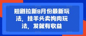 短剧拉新8月份最新玩法,挂羊头卖狗肉玩法,发就有收益-则成副业项目资源站