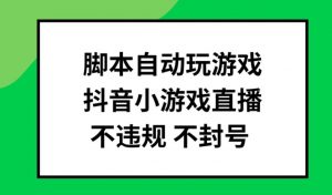 脚本自动玩游戏,抖音小游戏直播,不违规不封号可批量做【揭秘】-则成副业项目资源站