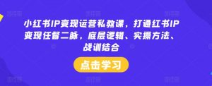 小红书IP变现运营私教课,打通红书IP变现任督二脉,底层逻辑、实操方法、战训结合-则成副业项目资源站