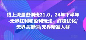 线上流量密训班21.0,24年下半年-无界红利和盈利玩法,终极优化/无界关键词/无界精准人群-则成副业项目资源站