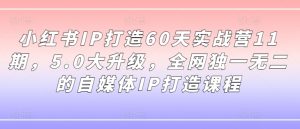 小红书IP打造60天实战营11期，5.0大升级，全网独一无二的自媒体IP打造课程-则成副业项目资源站