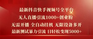 最新抖音快手视频号全平台无人直播引流1000+精准创业粉,日轻松变现5k+【揭秘】-则成副业项目资源站