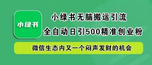小绿书无脑搬运引流，全自动日引500精准创业粉，微信生态内又一个闷声发财的机会【揭秘】-则成副业项目资源站