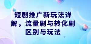 短剧推广新玩法详解，流量剧与转化剧区别与玩法-则成副业项目资源站