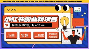 小红书创业粉项目日+500粉，每天20分钟躺赚长尾收益，无脑操作，宝妈，小白抓紧冲【揭秘】-则成副业项目资源站