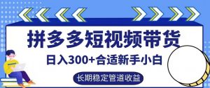 拼多多短视频带货日入300+有长期稳定被动收益,合适新手小白【揭秘】-则成副业项目资源站