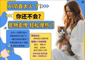 小红书AI宠物卖惨打工项目，一键生成轻松爆热门，专撩温柔多金小姐姐，私域转化率超高-则成副业项目资源站